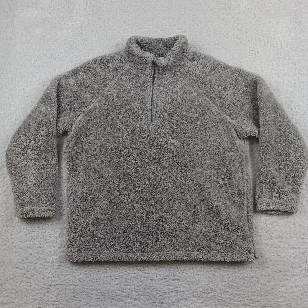 Swiss Alps Pullover Sherpa Fleece Men L Gray Quarter Zip Shimmer